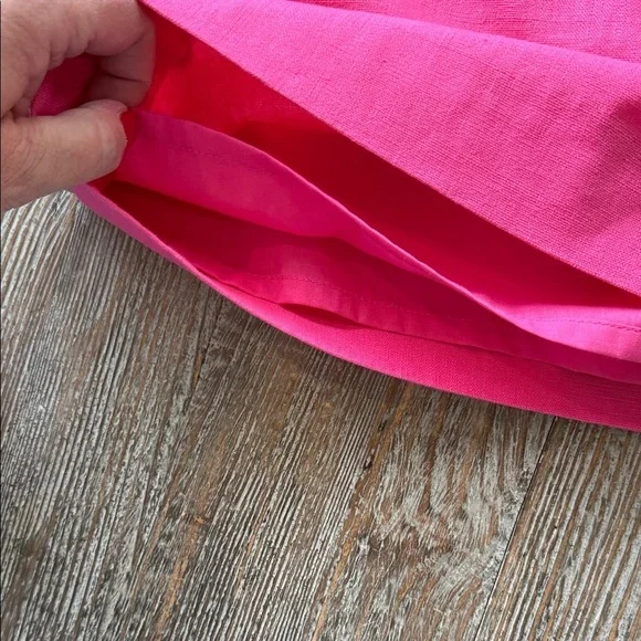 J Crew Linen Cotton Lined Pink Women's Skirt 14 w Pockets